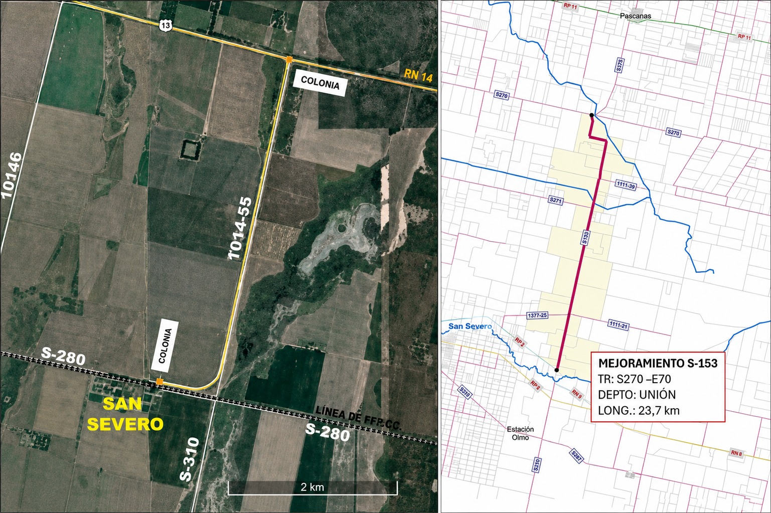 Departamento Unión: obras de mejoramiento en corredores rurales estratégicos